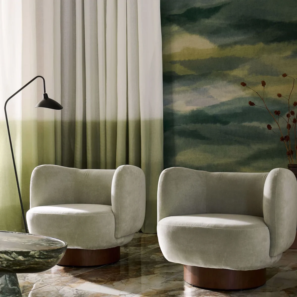 Minako Wallpaper from Harlequin Signature Wallpapers collection - green contemporary