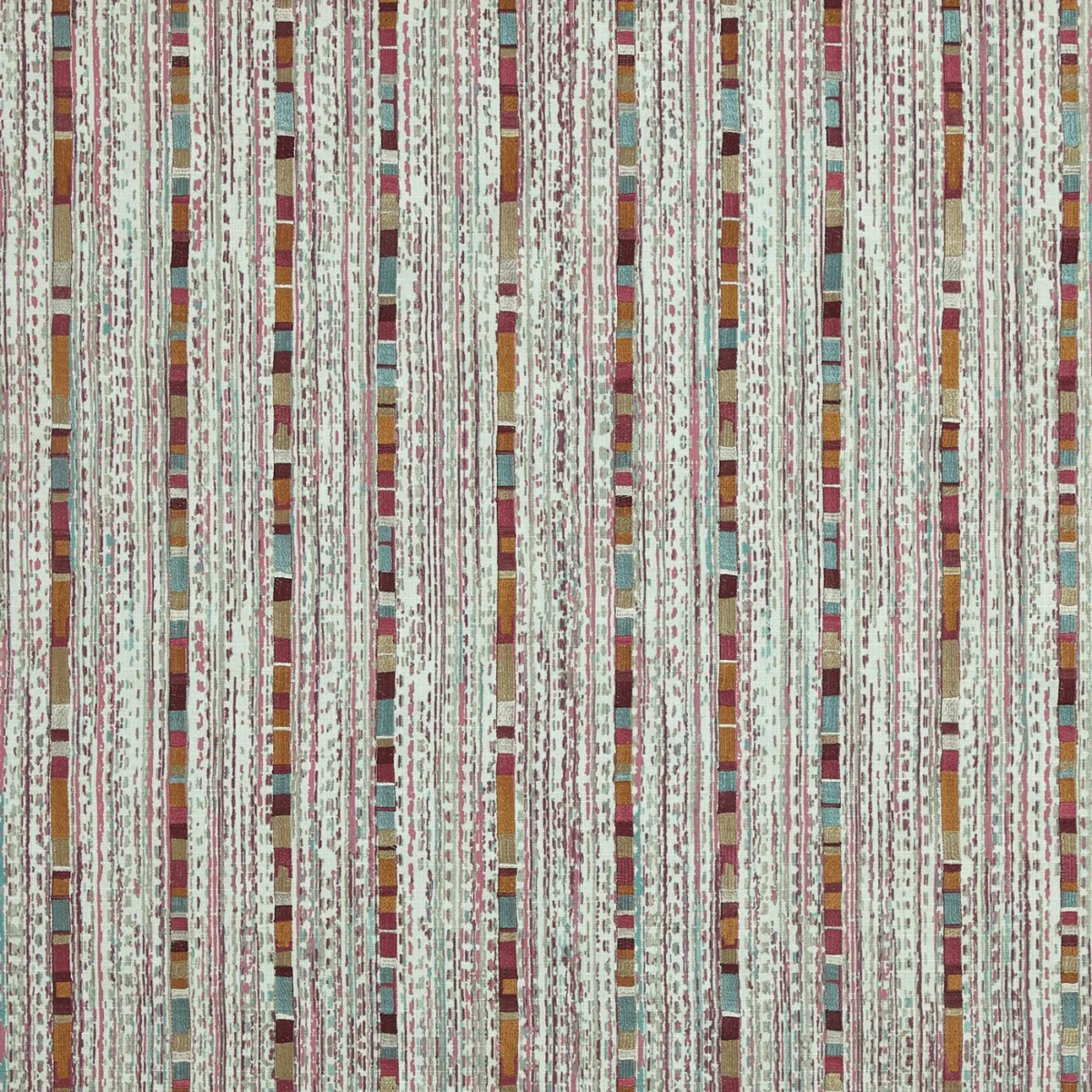 Rita Fabric from Prestigious Textiles Revival collection - red striped embroideried