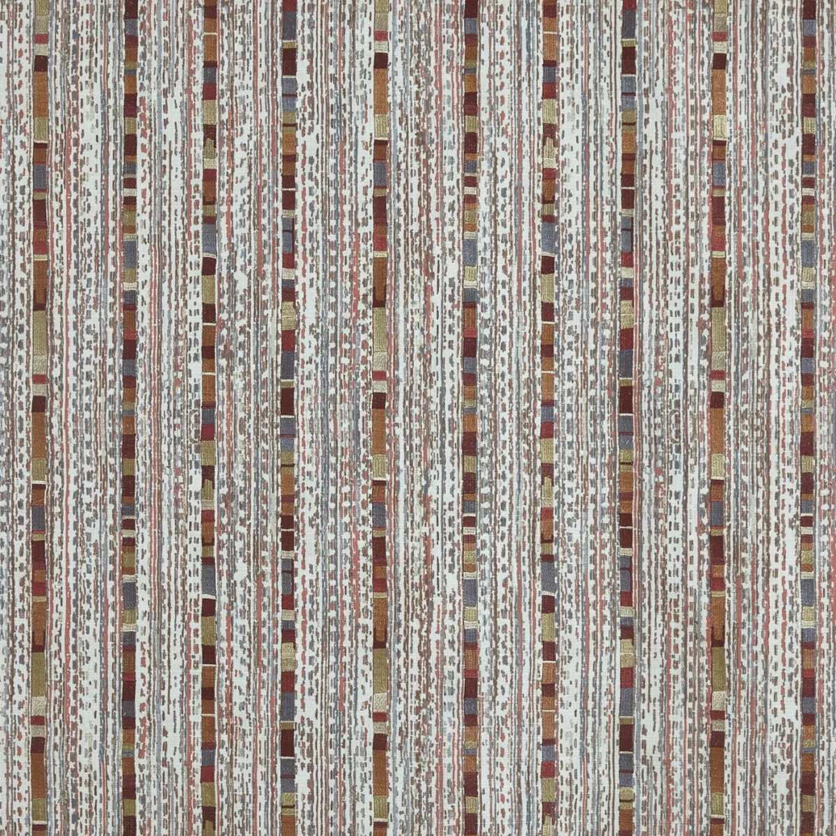 Rita Fabric from Prestigious Textiles Revival collection - brown striped embroideried