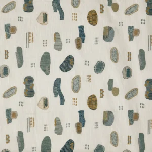 Irene Fabric from Prestigious Textiles Revival collection - blue spotted embroideried
