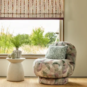 Rita Fabric from Prestigious Textiles Revival collection - blue striped embroideried