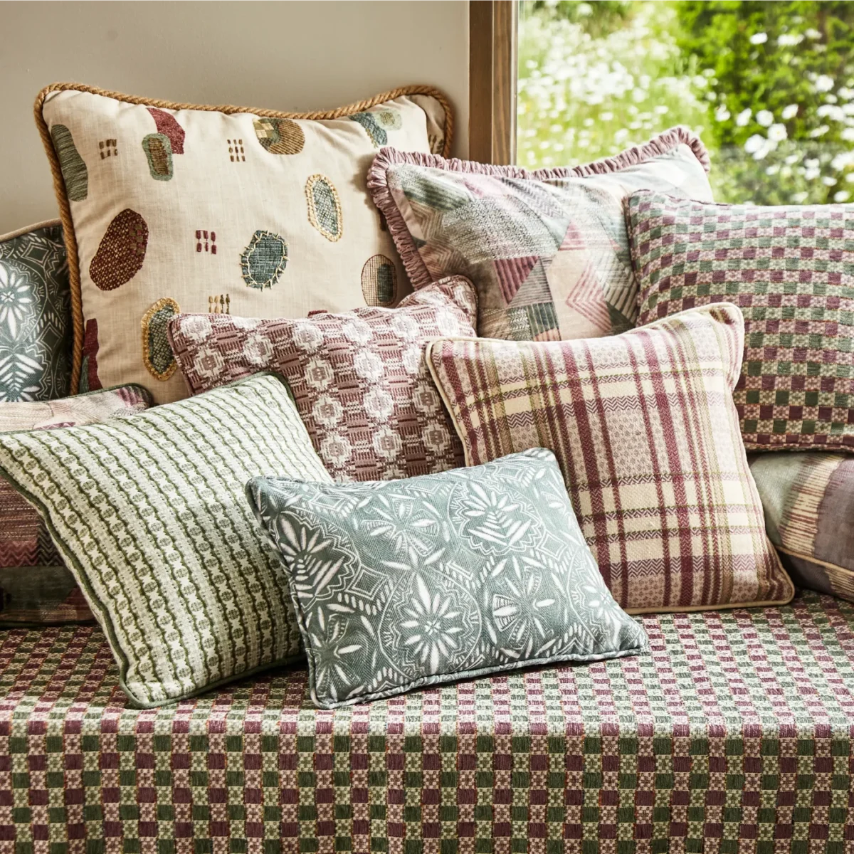 Joel Fabric - Moorland by Stella Fabric from Prestigious Textiles Revival collection - red misc printed