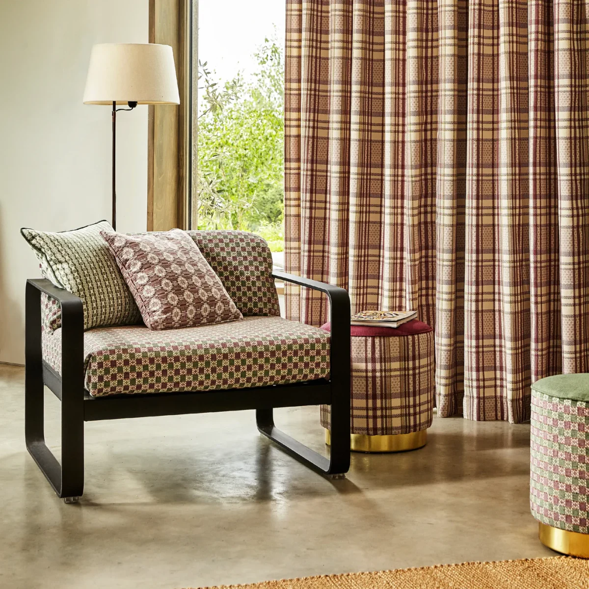 Joel Fabric - Moorland by Joel Fabric from Prestigious Textiles Revival collection - green checked woven