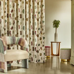 Irene Fabric from Prestigious Textiles Revival collection - multicolour spotted embroideried