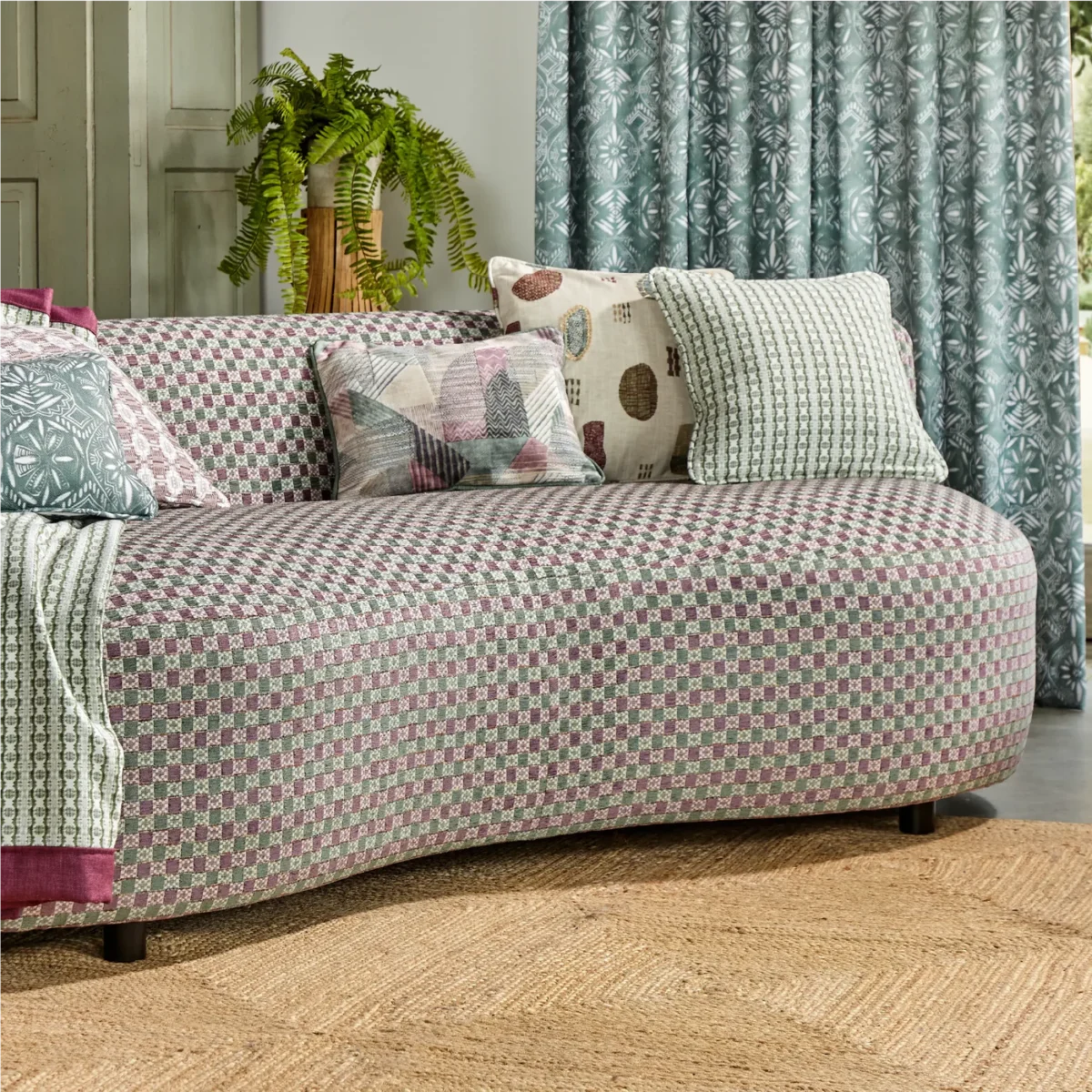 Peggy Fabric - Sunrise by Peggy Fabric from Prestigious Textiles Revival collection - red checked velvet-chenille