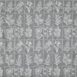 Paperino Fabric from Prestigious Textiles Florence collection - black-grey botanical embroideried
