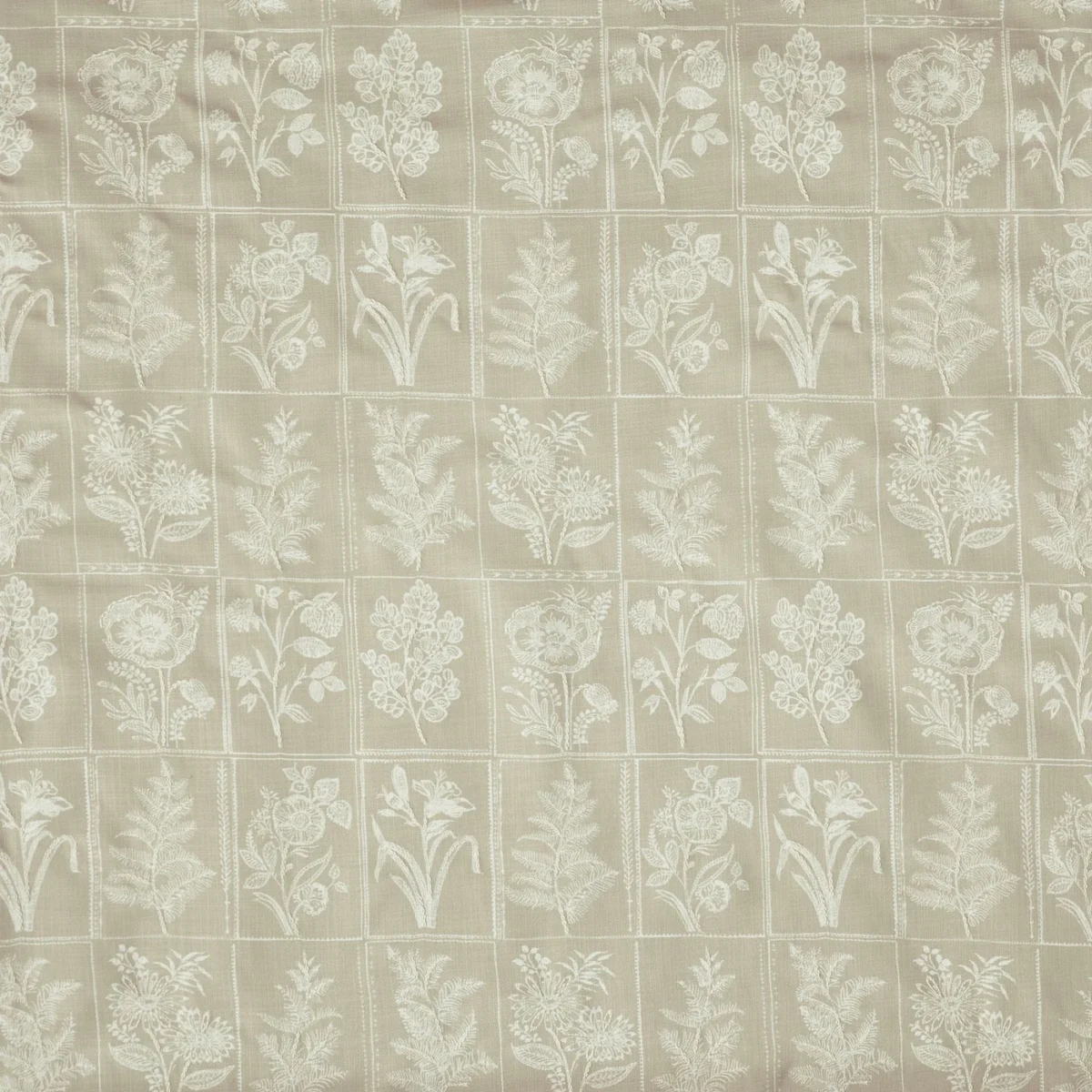 Paperino Fabric - Pumice by Paperino Fabric from Prestigious Textiles Florence collection - neutral botanical embroideried