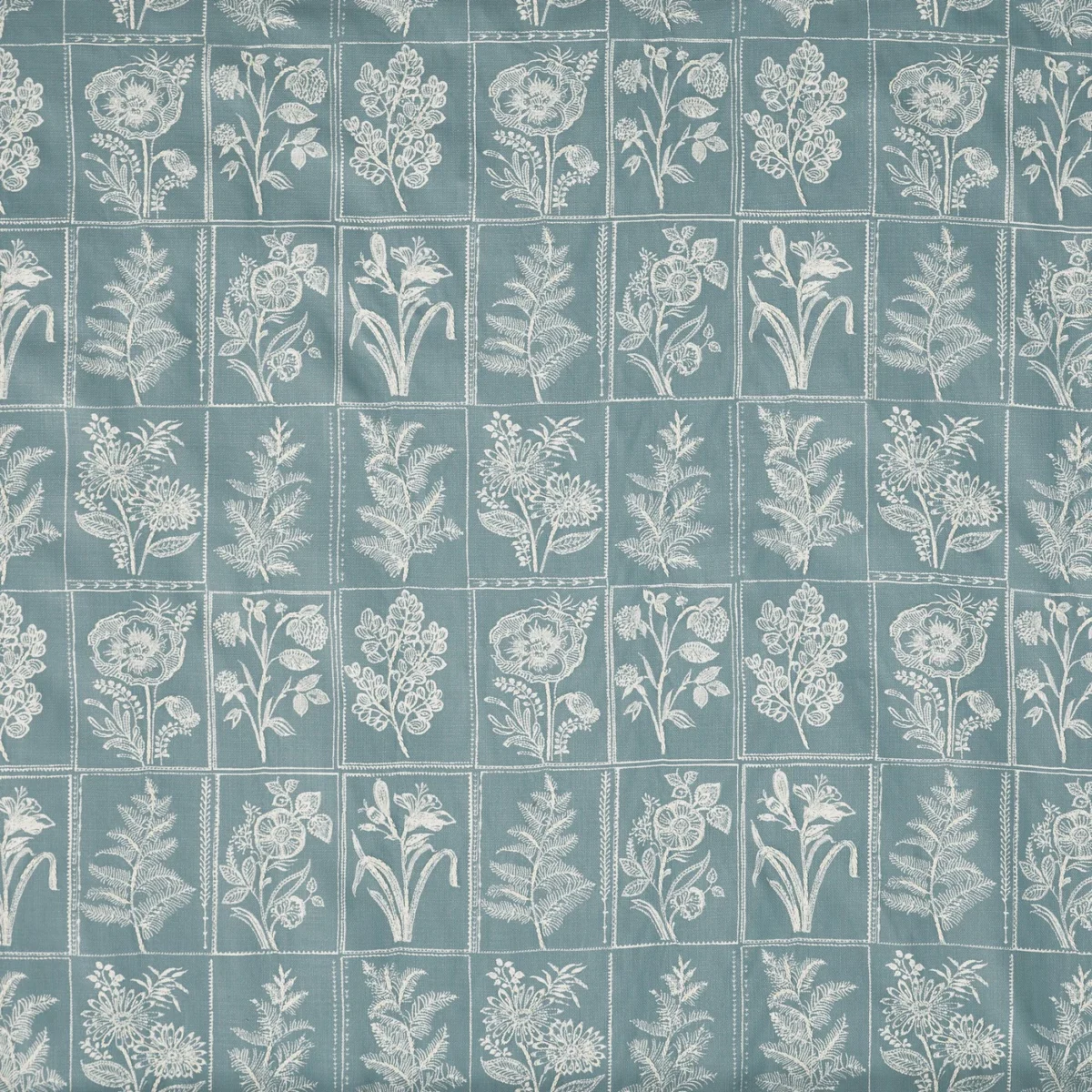 Paperino Fabric - Porcelain by Paperino Fabric from Prestigious Textiles Florence collection - blue botanical embroideried