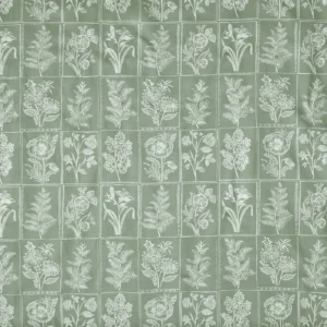 Paperino Fabric from Prestigious Textiles Florence collection - green botanical embroideried