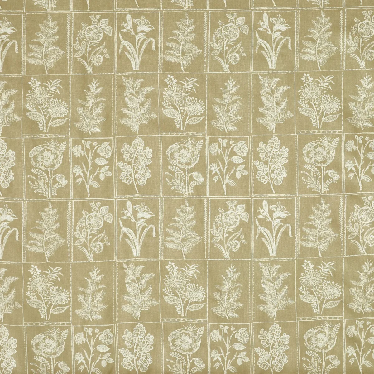 Paperino Fabric - Antique by Paperino Fabric from Prestigious Textiles Florence collection - yellow botanical embroideried