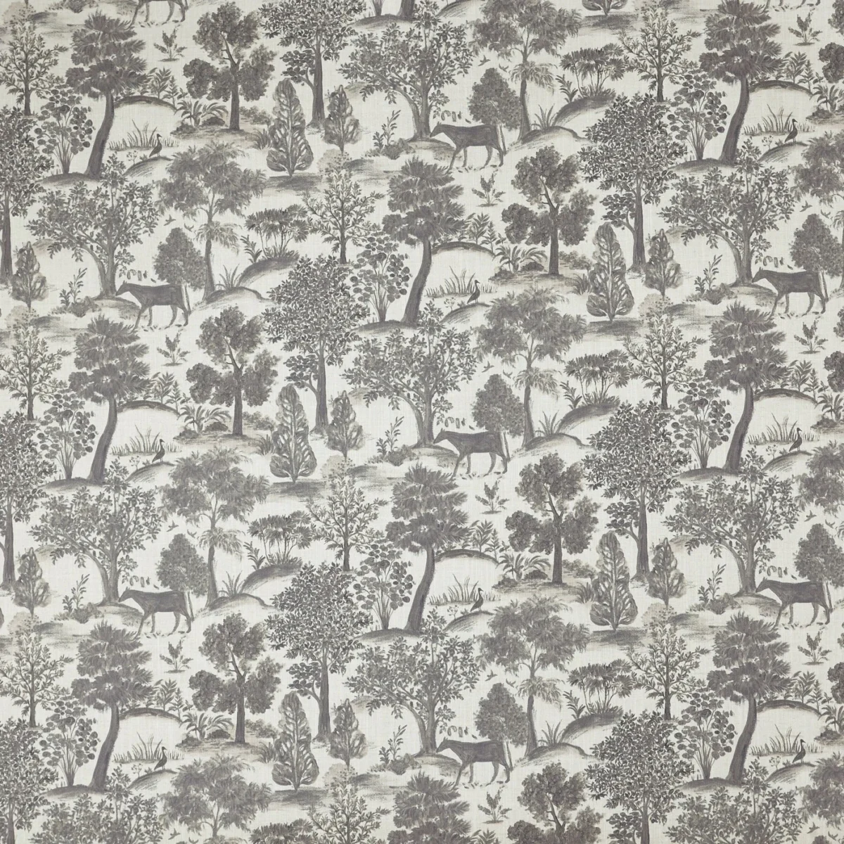 Montelaro Fabric - Smoke by Montelaro Fabric from Prestigious Textiles Florence collection - black-grey botanical printed