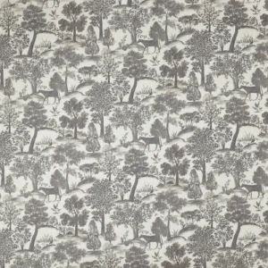 Montelaro Fabric from Prestigious Textiles Florence collection - black-grey botanical printed