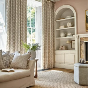 Soffiana Fabric from Prestigious Textiles Florence collection - black-grey geometric embroideried