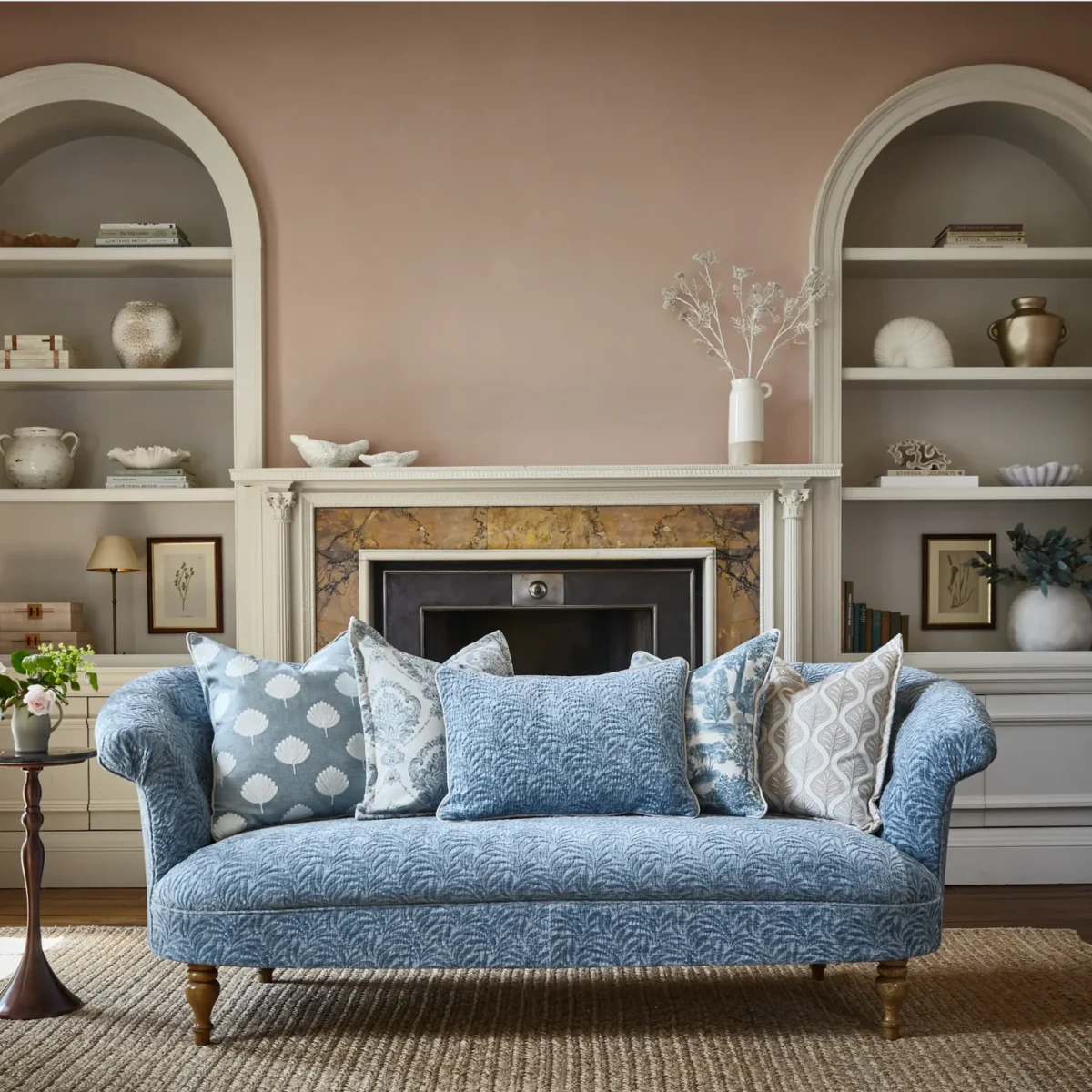 Casini Fabric - Antique by Tavola Fabric from Prestigious Textiles Florence collection - blue spotted embroideried