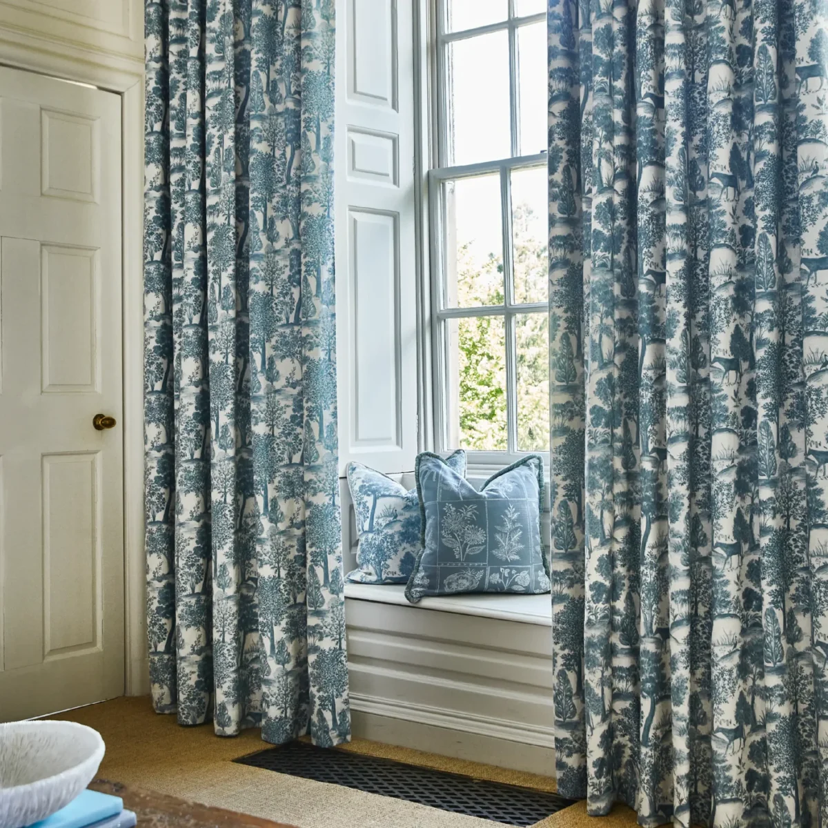 Montelaro Fabric - Laurel by Paperino Fabric from Prestigious Textiles Florence collection - black-grey botanical embroideried