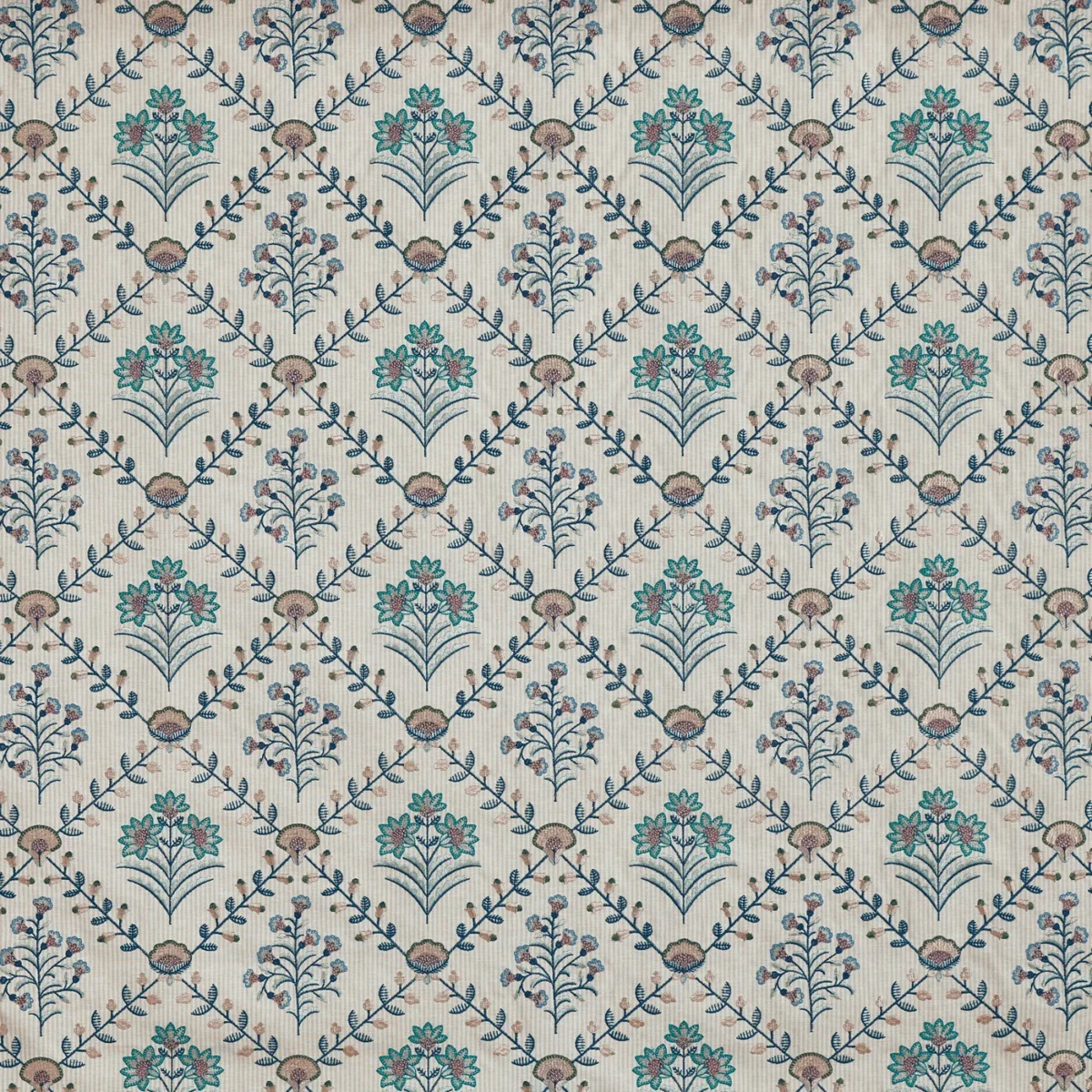Marybud Fabric - Winter by Marybud Fabric from Prestigious Textiles Cottage Charm collection - blue traditional embroideried