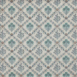 Marybud Fabric from Prestigious Textiles Cottage Charm collection - blue traditional embroideried