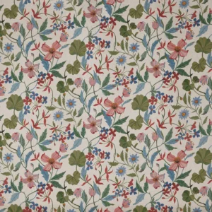 Hibiscus Fabric from Prestigious Textiles Cottage Charm collection - green botanical printed