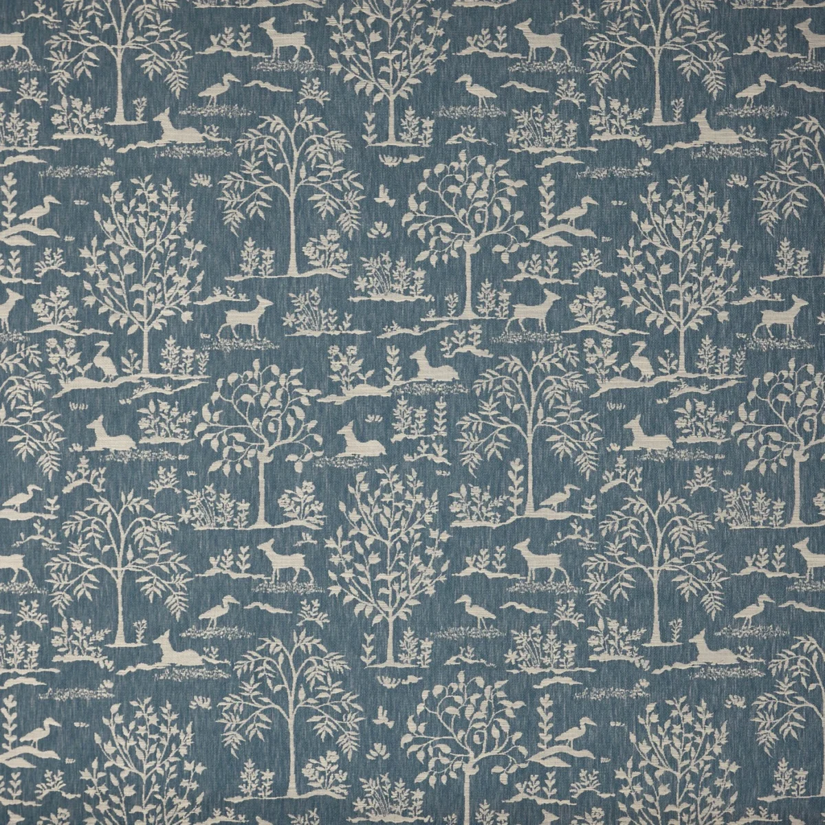 Ebony Fabric - Winter by Ebony Fabric from Prestigious Textiles Cottage Charm collection - blue botanical jacquard