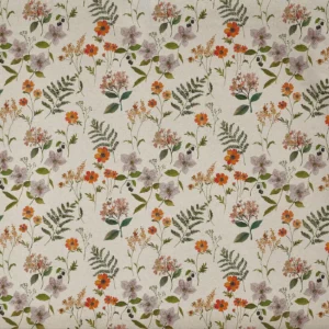 Carnation Fabric from Prestigious Textiles Cottage Charm collection - orange botanical printed
