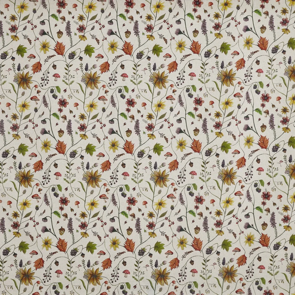 Acorn Fabric - Autumn by Acorn Fabric from Prestigious Textiles Cottage Charm collection - brown botanical printed