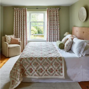 Marybud Fabric from Prestigious Textiles Cottage Charm collection - blue traditional embroideried
