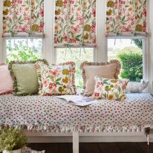 Hibiscus Fabric from Prestigious Textiles Cottage Charm collection - green botanical printed
