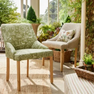 Ebony Fabric from Prestigious Textiles Cottage Charm collection - blue botanical jacquard