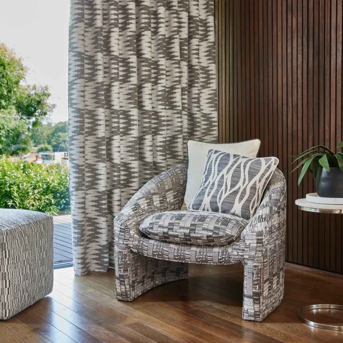Edison Fabric - Feather by Pankhurst Fabric from Prestigious Textiles Pioneer collection - black-grey misc jacquard