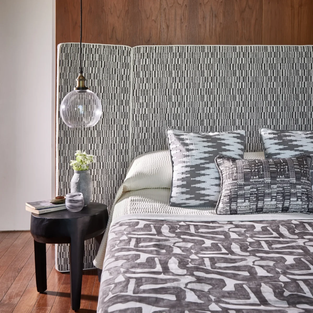 Edison Fabric - Feather by Edison Fabric from Prestigious Textiles Pioneer collection - black-grey contemporary velvet-chenille
