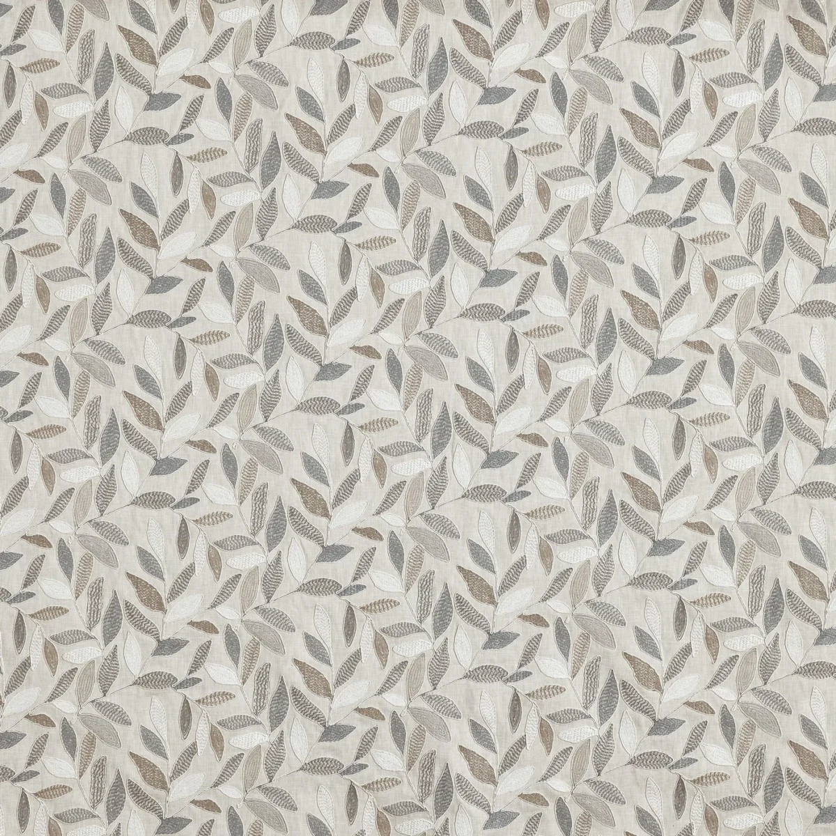 Lawson Fabric from Prestigious Textiles Pioneer collection - black-grey botanical embroideried