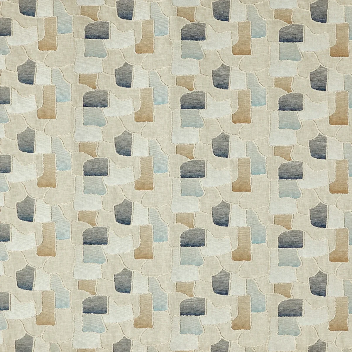 Farnsworth Fabric - Lagoon by Farnsworth Fabric from Prestigious Textiles Pioneer collection - blue contemporary embroideried