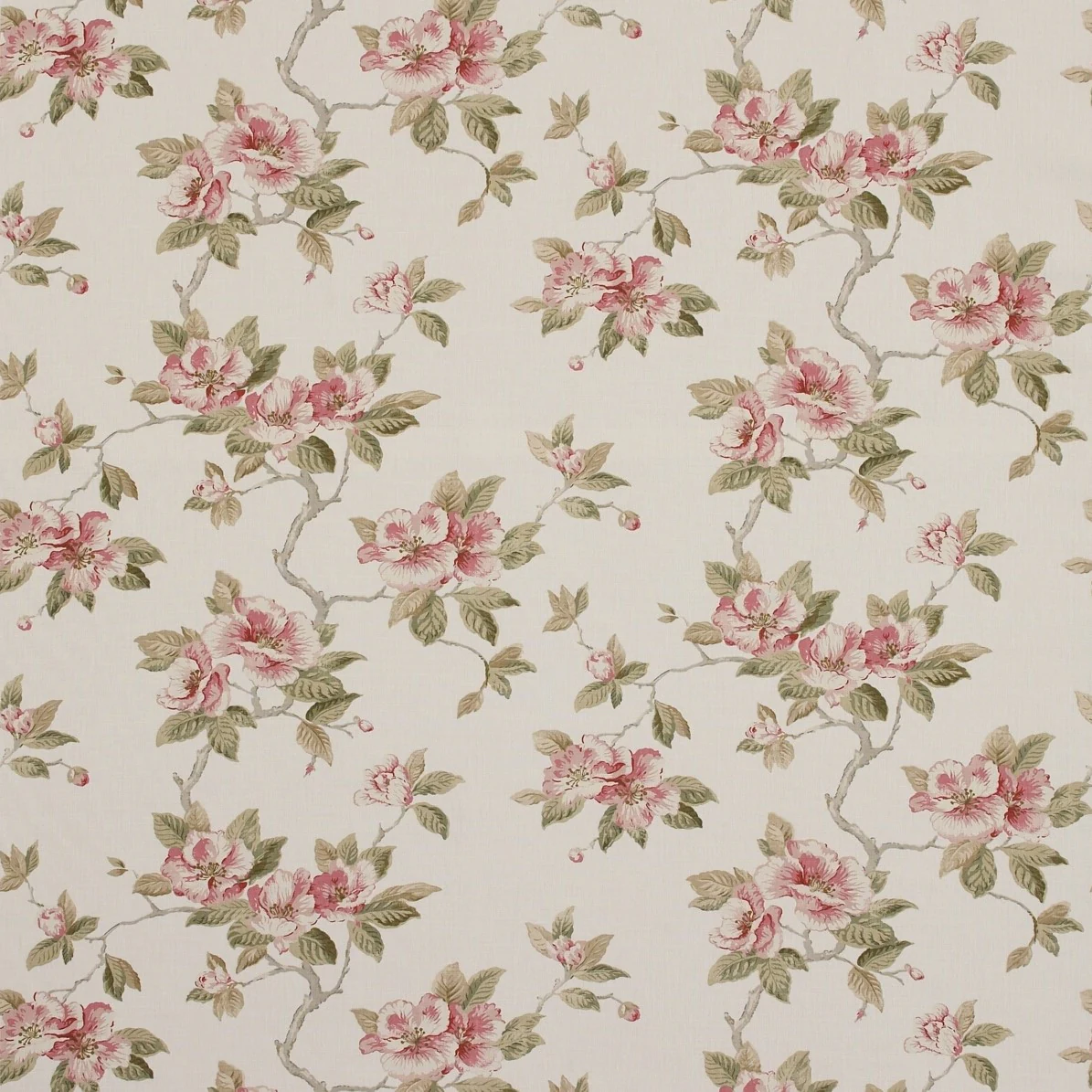 Fleurie Fabric - Pink by Fleurie Fabric from Warwick Archive Prints collection - yellow botanical printed