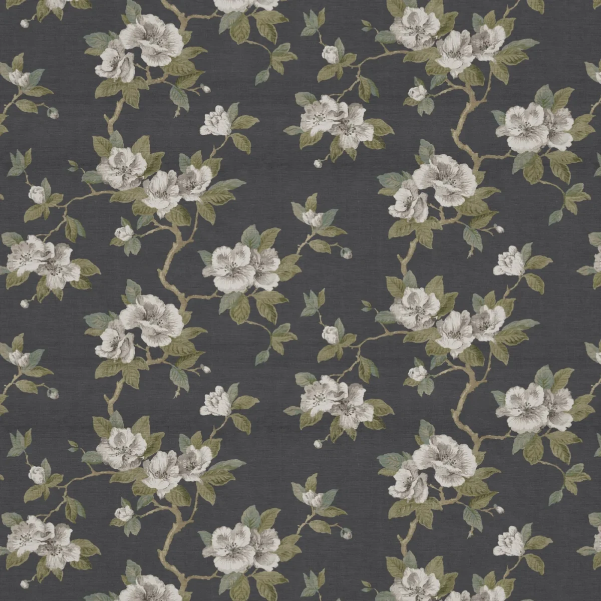 Fleurie Fabric - Ink by Fleurie Fabric from Warwick Archive Prints collection - yellow botanical printed