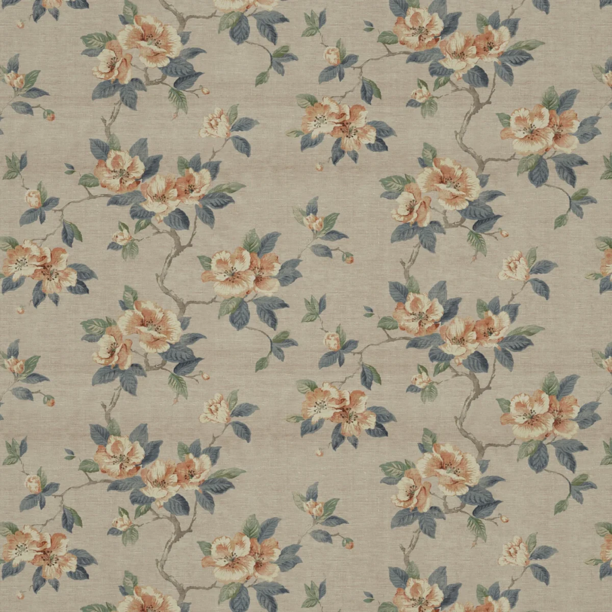 Fleurie Fabric - Apricot by Fleurie Fabric from Warwick Archive Prints collection - yellow botanical printed