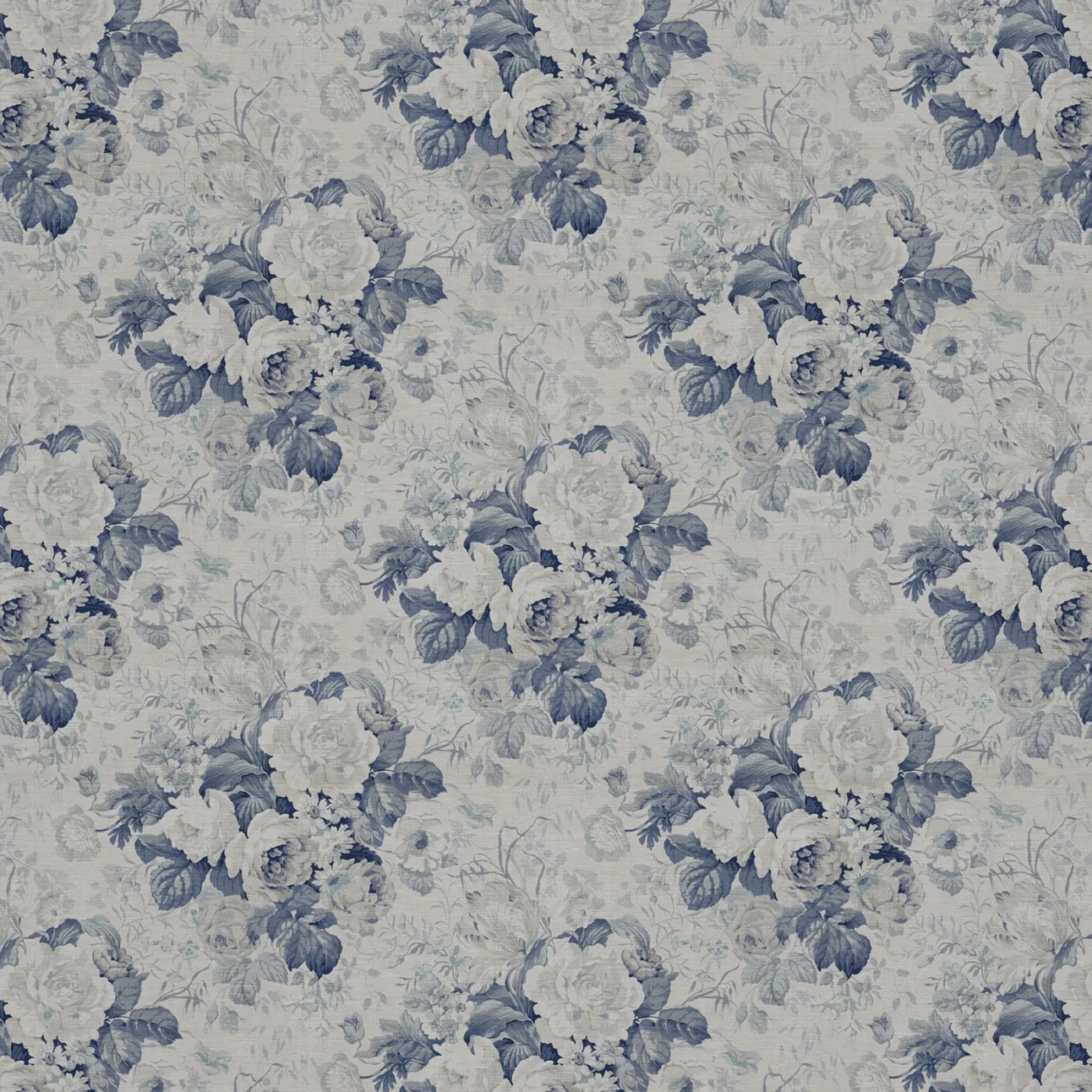 Bibury Fabric - Delft by Bibury Fabric from Warwick Archive Prints collection - blue botanical printed