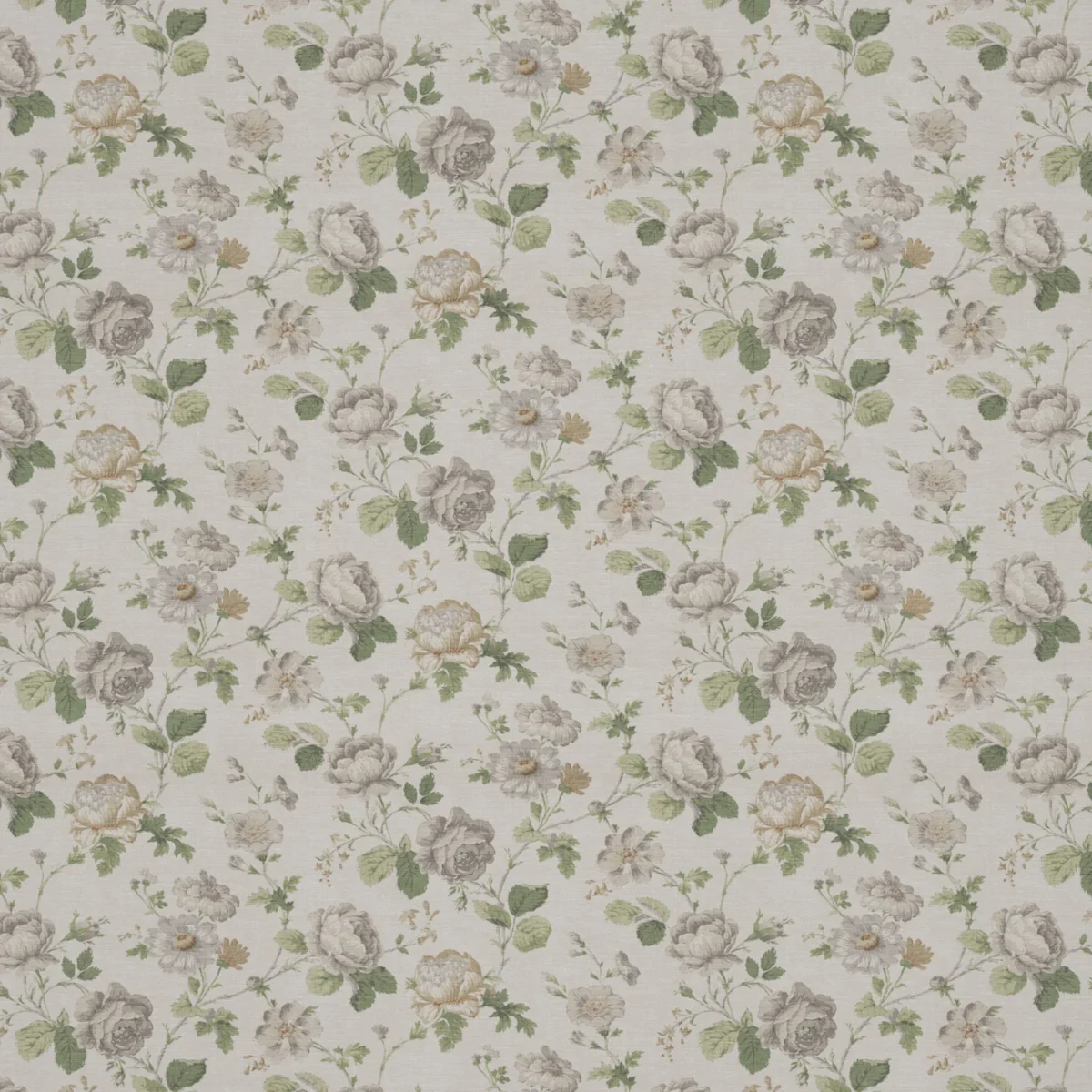 Chantilly Fabric - Daisy by Chantilly Fabric from Warwick Archive Prints collection - green botanical printed