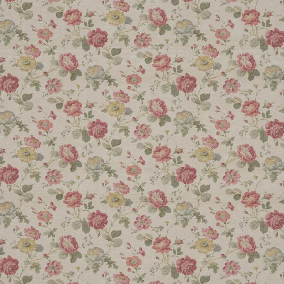 Chantilly Fabric - Cameo by Chantilly Fabric from Warwick Archive Prints collection - red botanical printed