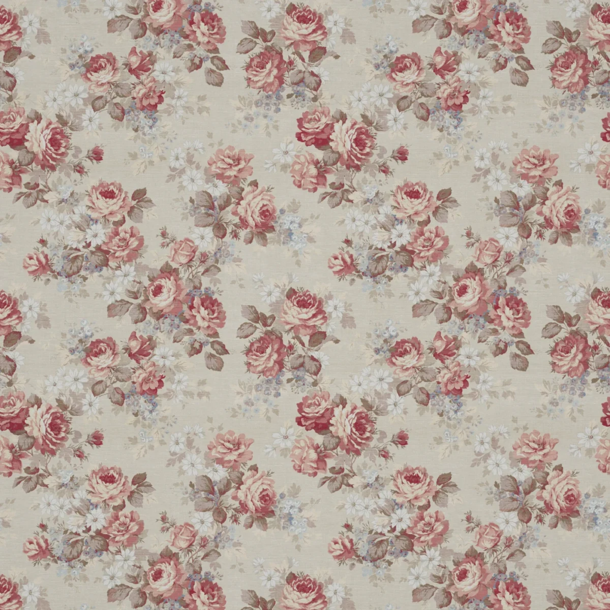 Hawkswick Fabric - Rose by Hawkswick Fabric from Warwick Archive Prints collection - red botanical printed