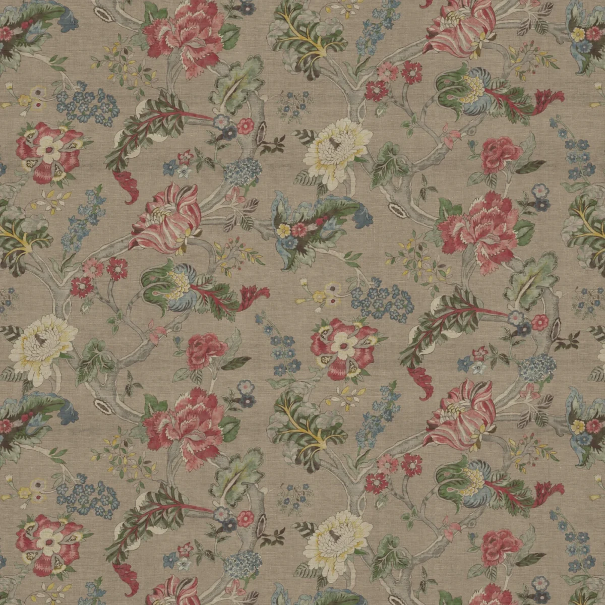 Braemore Fabric - Chintz by Braemore Fabric from Warwick Archive Prints collection - red botanical printed