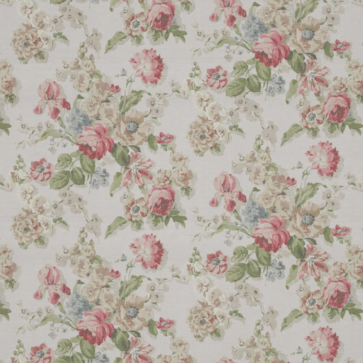Fairfield Fabric from Warwick Archive Prints collection - red botanical printed
