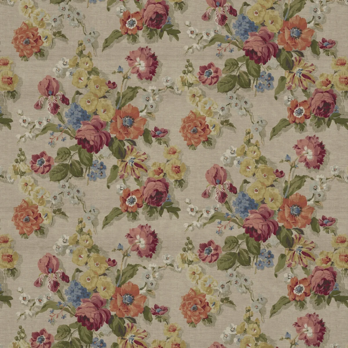 Fairfield Fabric - Jewel by Fairfield Fabric from Warwick Archive Prints collection - orange botanical printed