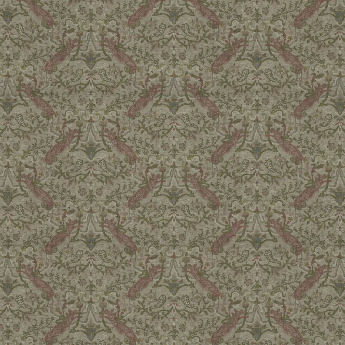 Cavendish Fabric - Vintage by Cavendish Fabric from Warwick Archive Prints collection - green botanical printed