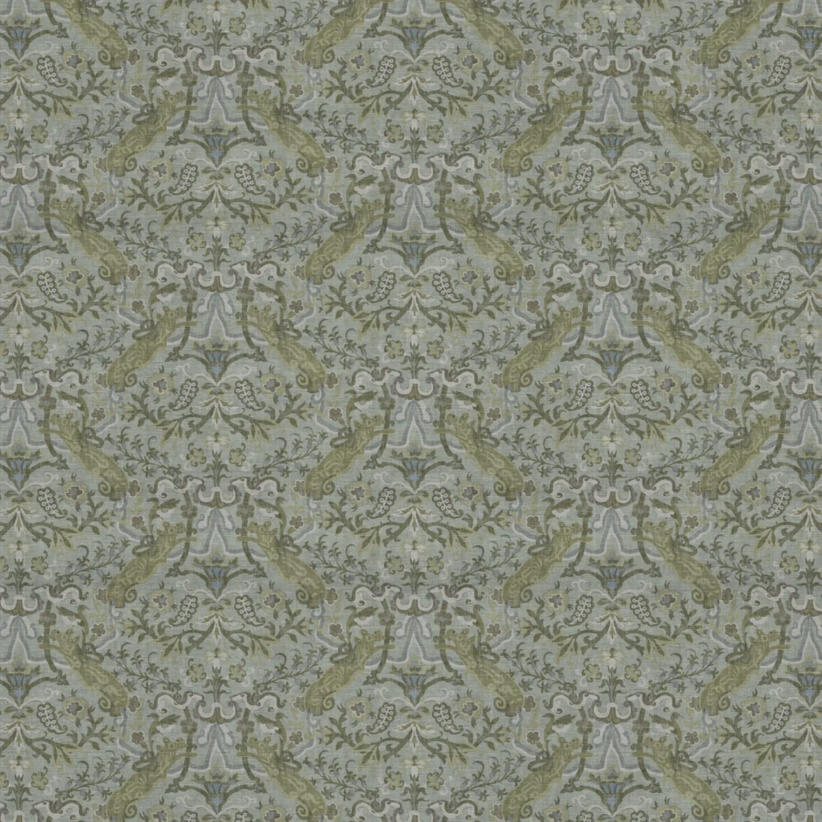 Cavendish Fabric from Warwick Archive Prints collection - green botanical printed