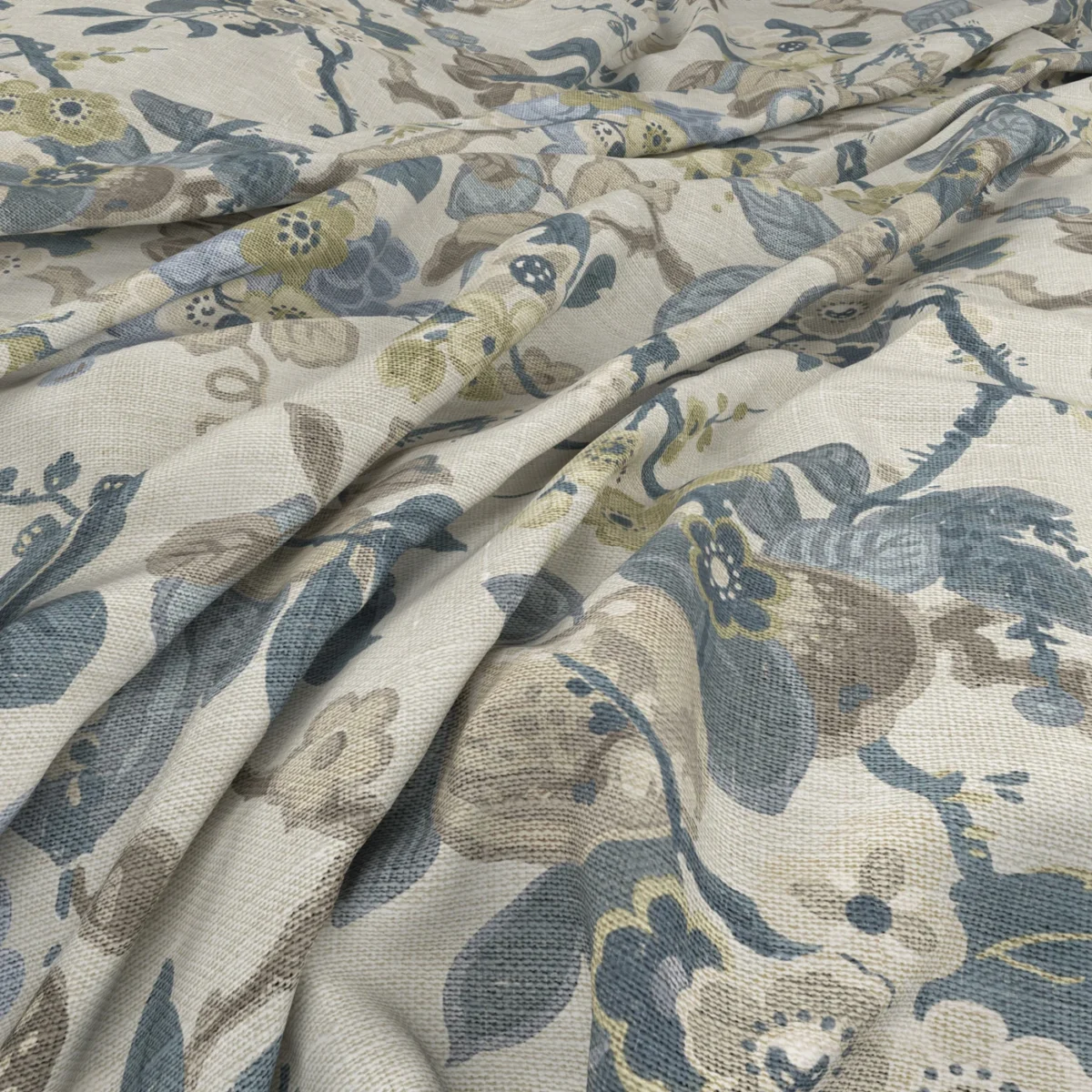 Kew Fabric - Wedgewood by Kew Fabric from Warwick Archive Prints collection - blue botanical printed