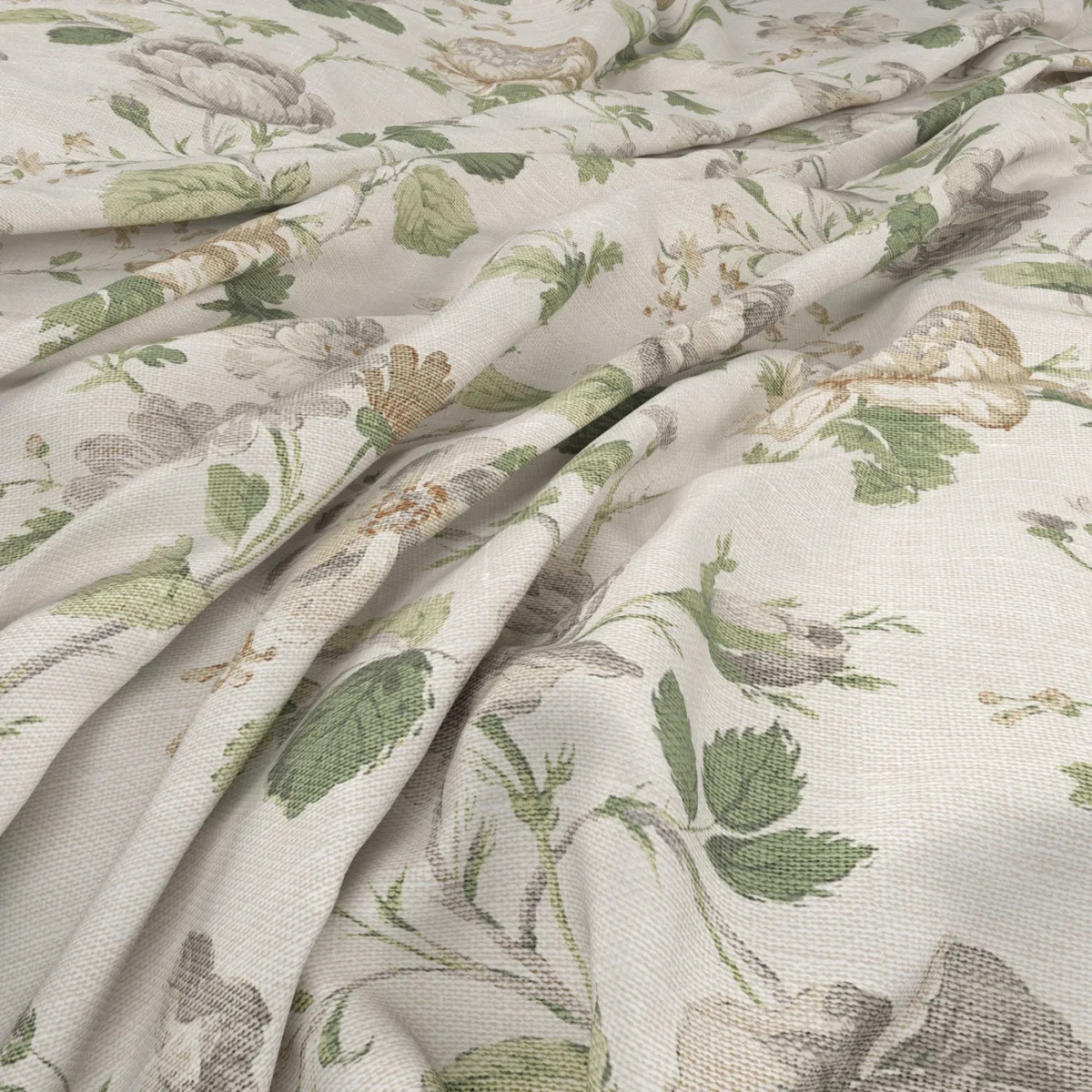 Chantilly Fabric - Daisy by Chantilly Fabric from Warwick Archive Prints collection - green botanical printed