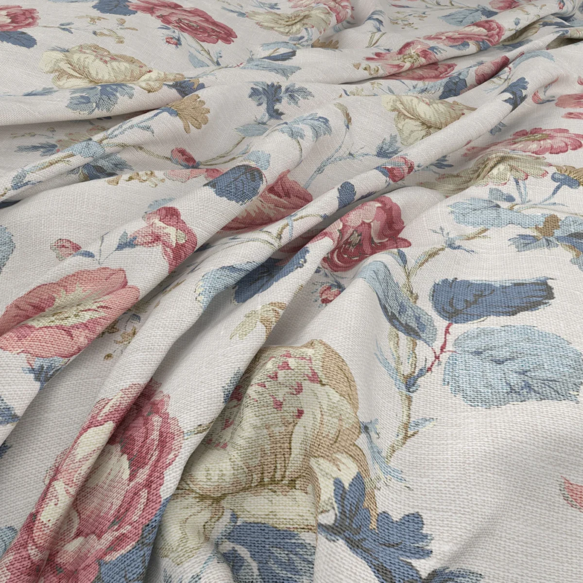 Chantilly Fabric - Document by Chantilly Fabric from Warwick Archive Prints collection - red botanical printed