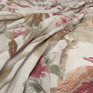 Bird & Blossom Fabric from Warwick Archive Prints collection - pink botanical printed