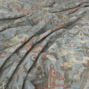 Cavendish Fabric from Warwick Archive Prints collection - blue botanical printed